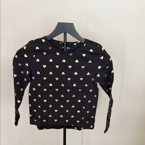 Old Navy Black Tee with Gold Hearts